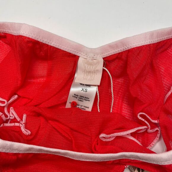 NWT FREE PEOPLE x WE ARE HAH Fly Girl Mesh Panty Blood Orange Size XS - Picture 8 of 9